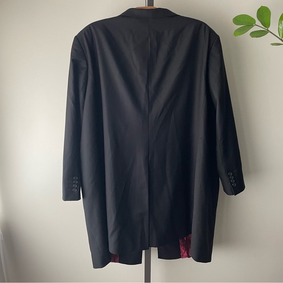 Luxury Italian Longline Sports Coat Blazer Suit Jacket Long Black Unisex - Picture 3 of 13